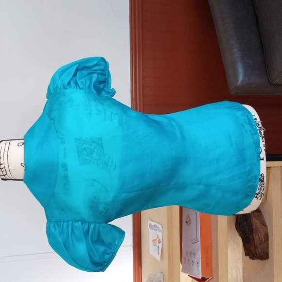 Ralph Lauren purple label women's blouse 100% silk size 6 turquoise color - Picture 8 of 17